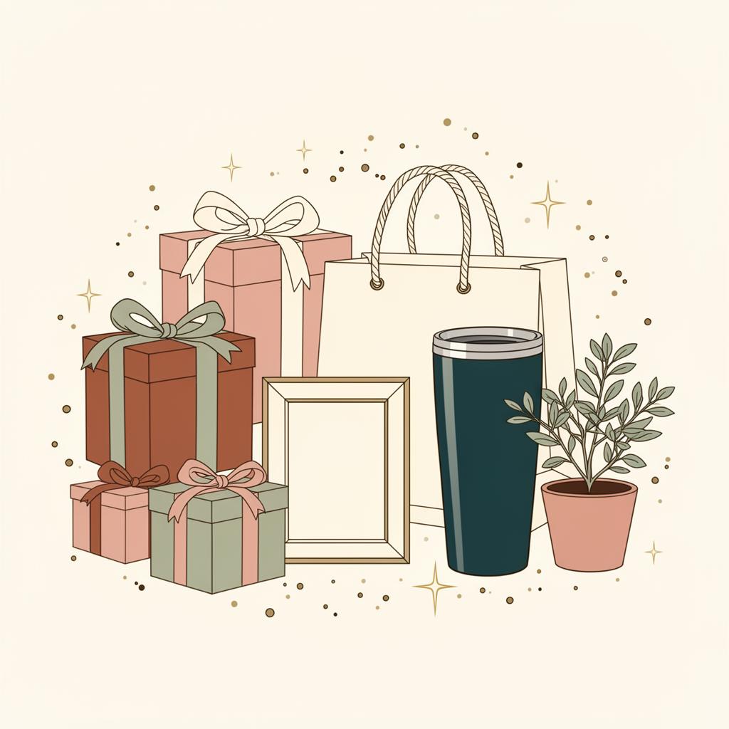 Colorful illustration of gifts and toys